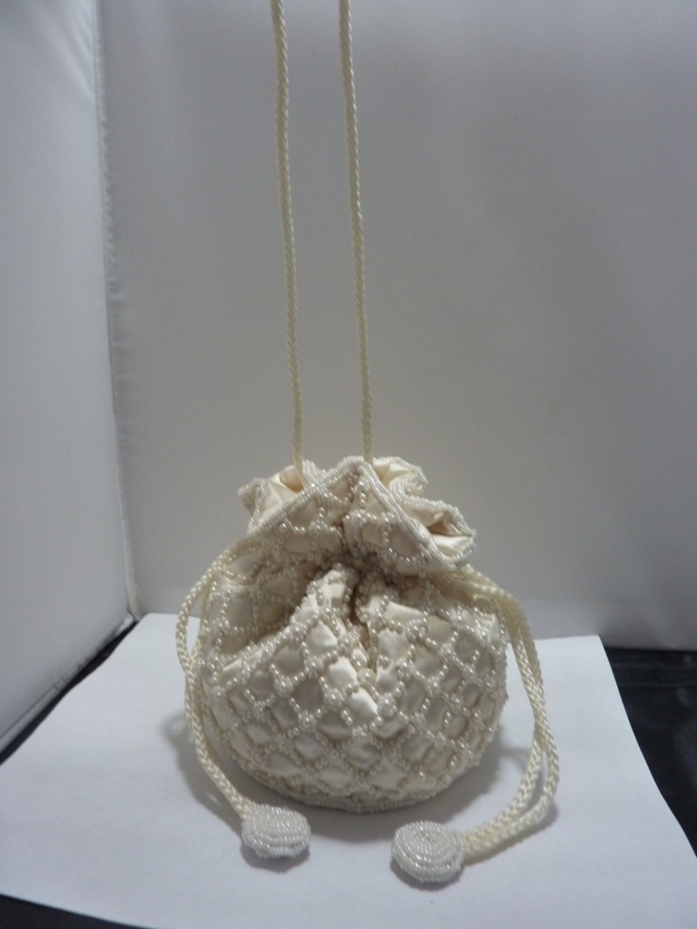 Sashs Handmade Beaded Evening Bag white Crossbody Vintage Boho - Picture 2 of 12